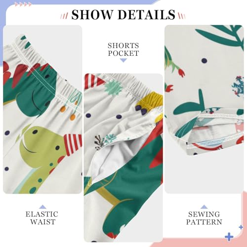 ZZXXB Dinosaur Holly Leaves Boys Long Pants Soft Trousers Elastic Waist Kids Lounge Bottoms with Pockets S-XL4