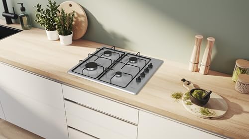 Bosch PBP6B5K80 Série 2 - Plaque gaz | 60 cm, Inox, 4 foyers