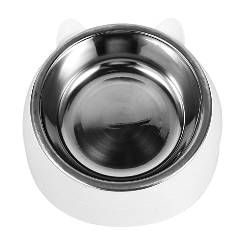 Garneck 1 Set Stainless Steel Slip Cat Bowl with Neck Protection Tilted Design for Comfortable Feeding Easy Cleaning for Cats and Microwave