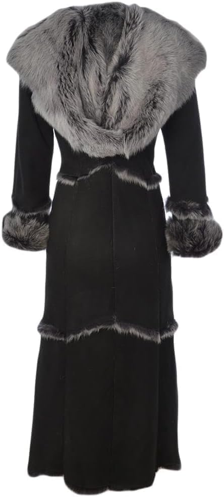 Timber&Hide Women’s Black Sheepskin Long Suede Trench Coat