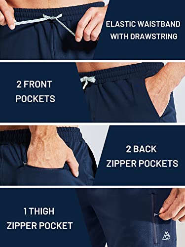 Haimont Men's Running Shorts Navy Moisture Wicking Gym Shorts For Men 7 Inch With Zipper Pockets Elastic Waist For Training Exercise, Navy, M #TOP2