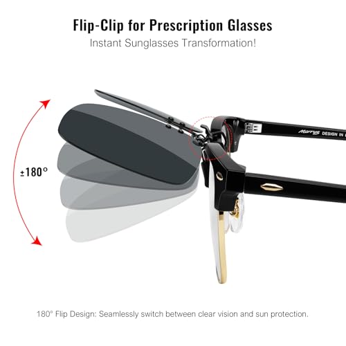 Image of MERRY'S Polarized Clip on Sunglasses Flip Up Metal Clip Attachments for Prescription Glasses