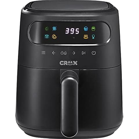 CRUX x Marshmello 3.0 QT Digital Air Fryer with TurboCrisp Technology, Touch Screen Temperature Control, Timer and Auto Shut-off, Fully Programmable, Silicone Cupcake Molds Included, Black Cover