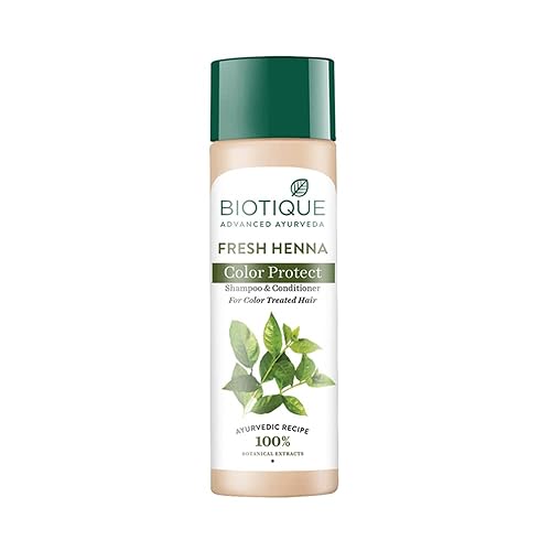 Biotique Heena Leaf Fresh Texture Champú y acondicionador con color para cabello oscuro 6.4 fl oz
