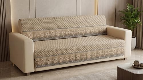 Image of KINGLY Sofa Cover 4 Seater Fully Covered | Stretchable Anti-Slip Slipcover | Washable Furniture Protector | Italian Mousse | Seat & Back | Set of 2Pc