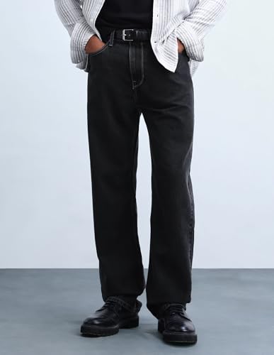 Image of Flying Machine Men's Loose Fit Jeans| Solid | Mid Rise | Stretchable | Jeans for Man