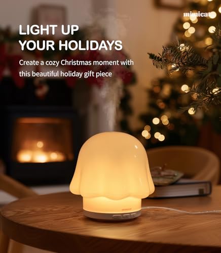 Essential Oil Diffuser for Home Glass: mimicat Timer 120ml Ultrasonic Cool Mist Aromatherapy Diffusers for Bedroom Office with Soft Night Light Cream White - Image 3