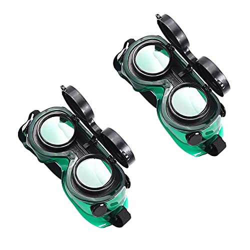 Image of Othmro 2Pcs Flip Up Front Welding Goggles Safety Eye Protection Welder Goggles with Welders Glass Protective Glasses for Welding Soldering Torching Brazing Metal Cutting