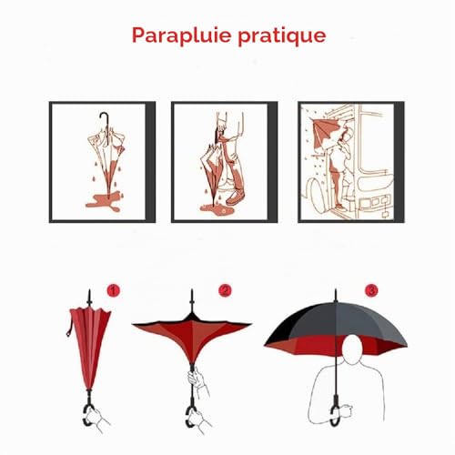 Parapluie inversé coupe-vent anti-UV à double couche protectrice