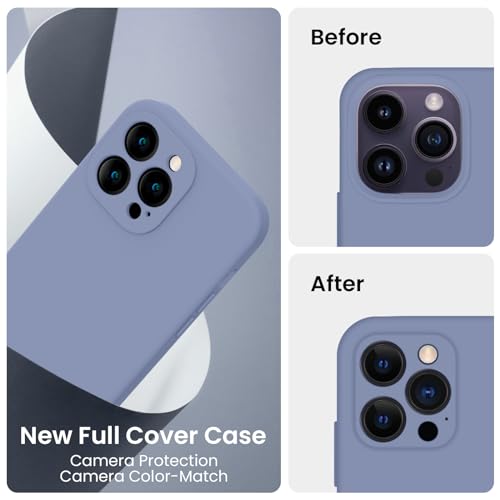 Image of FireNova Designed for iPhone 14 Pro Max Case, Silicone Upgraded [Camera Protection] Case, Soft Anti-Scratch Microfiber Lining Inside, 6.7 inch, Lavender Gray