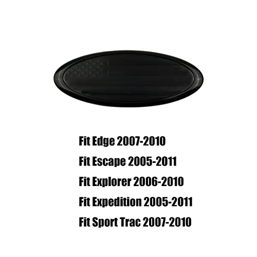Image of 6 Inch American Flag Badge, Front Grill Rear Tailgate Oval Emblem fit for Ford Edge 07-10 Escape 05-11 Explorer 06-10 Expedition 05-11 Sport Trac 07-10 (Black)