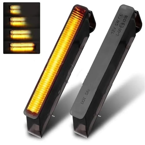 Luz LED secuencial resistente al agua de 12V con intermitente ámbar continuo para retrovisor 2