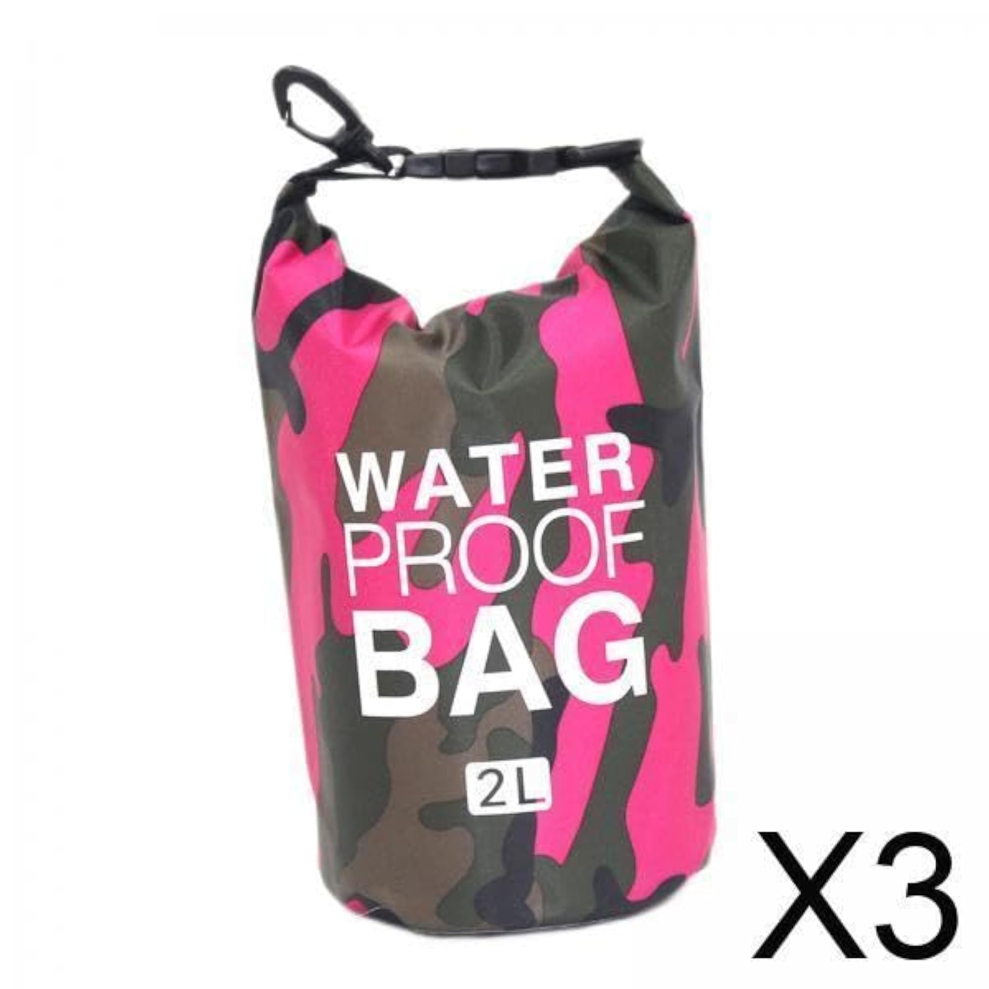 2L Waterproof Crossbody Shoulder Bag for Kayaking, Rose Red