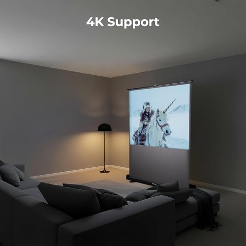 Image of Zebronics Floor Rising Projector Screen, 70-inch (177.8 cm), 4K Support, 4:3 Aspect Ratio, Wide Viewing Angle, Matte Finish, Black Backing, Durable Metal Housing (PSF70B)