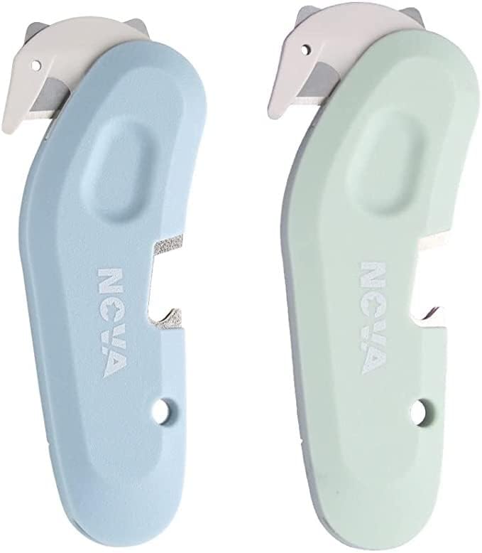 Paquete de 2 mini cortador magnético 3 en 1 con cuchilla oculta de seguridad, abridor de caja de llavero