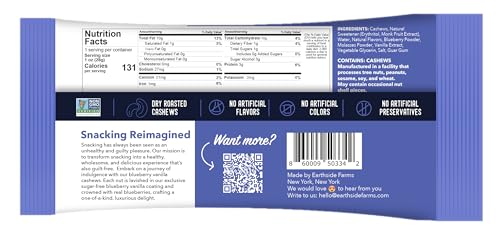 Image of Earthside Farms Blueberry Vanilla Cashews Snack Packs, 16 Count, 1oz Single Serve, No Added Sugar, Keto, Vegan, Gluten Free. Candied Nuts Candied Cashews