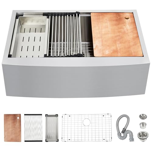 30" Farmhouse Apron Kitchen Sink, 304 Stainless Steel Single Bowl