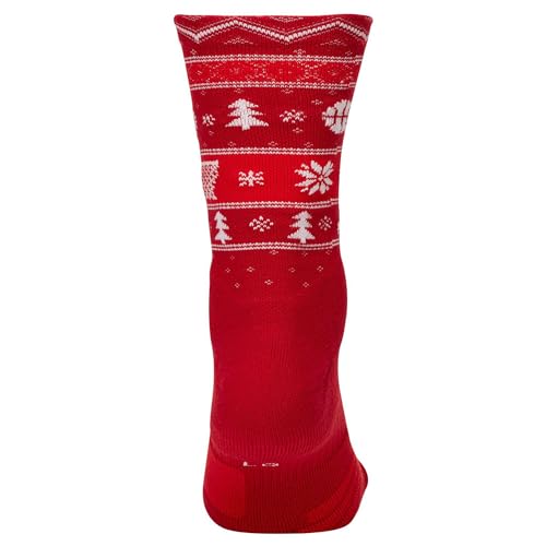 Nike Basketball Christmas Socks Crew Fits Women 4-6 Youth 3Y-5Y White3
