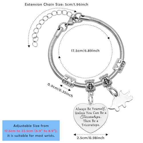 Dinosaur Gifts for Women Jewelry Dinosaur Triceratops Bracelet Funny Dinosaur Gifts Dinosaur Lovers Gift Animal Lover Gift for Girls Friends Sister Coworker Christmas Birthday Gifts4