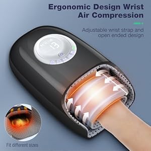 Hand Massager with Heat and Compression, 3D Machine for Hand and Finger Relief, 6 Levels Pressure Point Therapy, Blowing Design of Year-Round, Wrist & Palm Kneading, Gifts for Women, Black Hand Massager with Heat and Compression 3D Machine for Hand and Finger Relief 6 Levels Pressure Point Therapy Blowing Design of Year Round Wrist Palm Kneading Gifts for Women Black