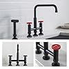 KRAUS Urbix Industrial Bridge Kitchen Faucet with Side Sprayer in Matte Black/Red, KPF-3125MBRD #3