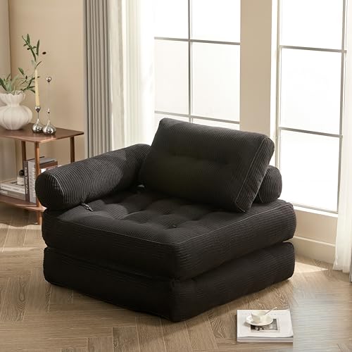 Litbird Canapé Lit 4-en-1 Pliable – Fauteuil Convertible, Canapé Type Pouf, Lit Pliant 1 Place,...