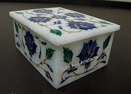 Boîte à bijoux en lapis-lazuli contre ternissement marbre blanc - 3