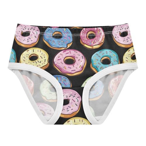 Wusikd Colorful Doughnuts Girls' Underwear Cotton Black Girls Briefs Soft Toddler Underwear 2T