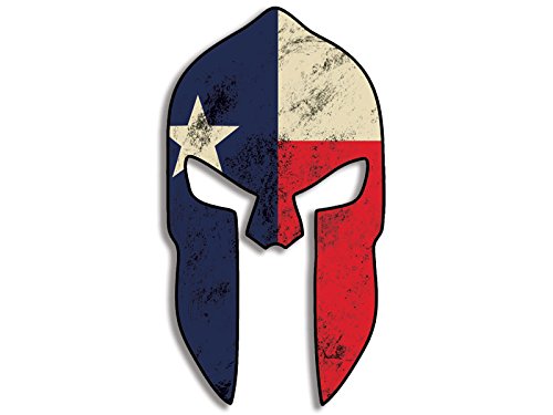 Spartan Helmet Texas Flag Sticker (Distressed TX Gun 2nd Amendment Decal Vinyl for Cars, Trucks, Laptops (5 x 2.8 inch)