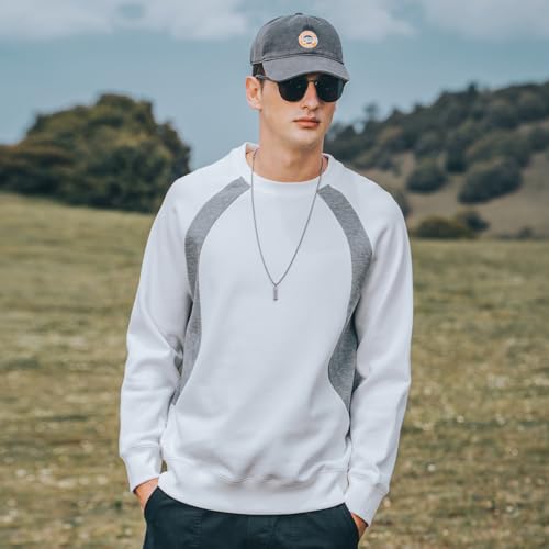 330G Heavy American Casual Sweatshirt Men Autumn Fashion Brand Splicing Contrast Color Round Neck Loose Bottoming Shirt2