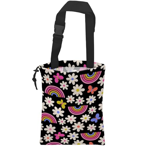 Image of Car Trash Bag Daisy Rainbow Butterfly Car Garbage Bag Hanging Car Trash Can for Back Seat with Drawstring, Waterproof Garbage Bags for Car Accessories Vehicle Travelling Camping Outdoor
