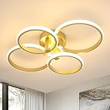Amplia Aplicación: La moderna plafoniera a LED è composta da quattro cerchi dorati per un aspetto sofisticato e bello. Perfetta per diverse occasioni in interni, tra cui camere da letto, camere per bambini, cucine, sale da pranzo e altro ancora