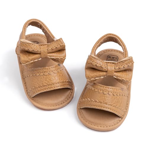 Image of HsdsBebe Baby Girls Sandals Bohemia Flower Bow Soft Sole Toddler First Walkers Beach Summer Shoes