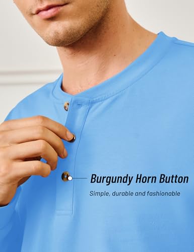 Image of MAGNIVIT Men's Long Sleeve Henley Shirts Cotton 3-Button Spring Casual T-Shirts Solid Color Soft Basic Tops 2026