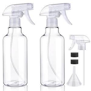 Botellas pulverizadoras de plástico vacías de 16.9 onzas líquidas, paquete de 2 botellas de pulverización resistentes, botella de agua de niebla/corriente para soluciones de limpieza, aceites