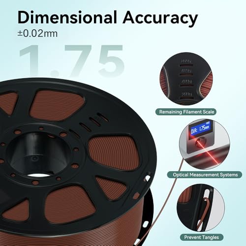 Image of Kingroon PLA Filament 1.75mm, 1kg Spool (2.2lbs), + /- 0.02mm Tolerance, Smooth 3D Printing Filament, Fits for Most FDM 3D Printers, Midnight Brown