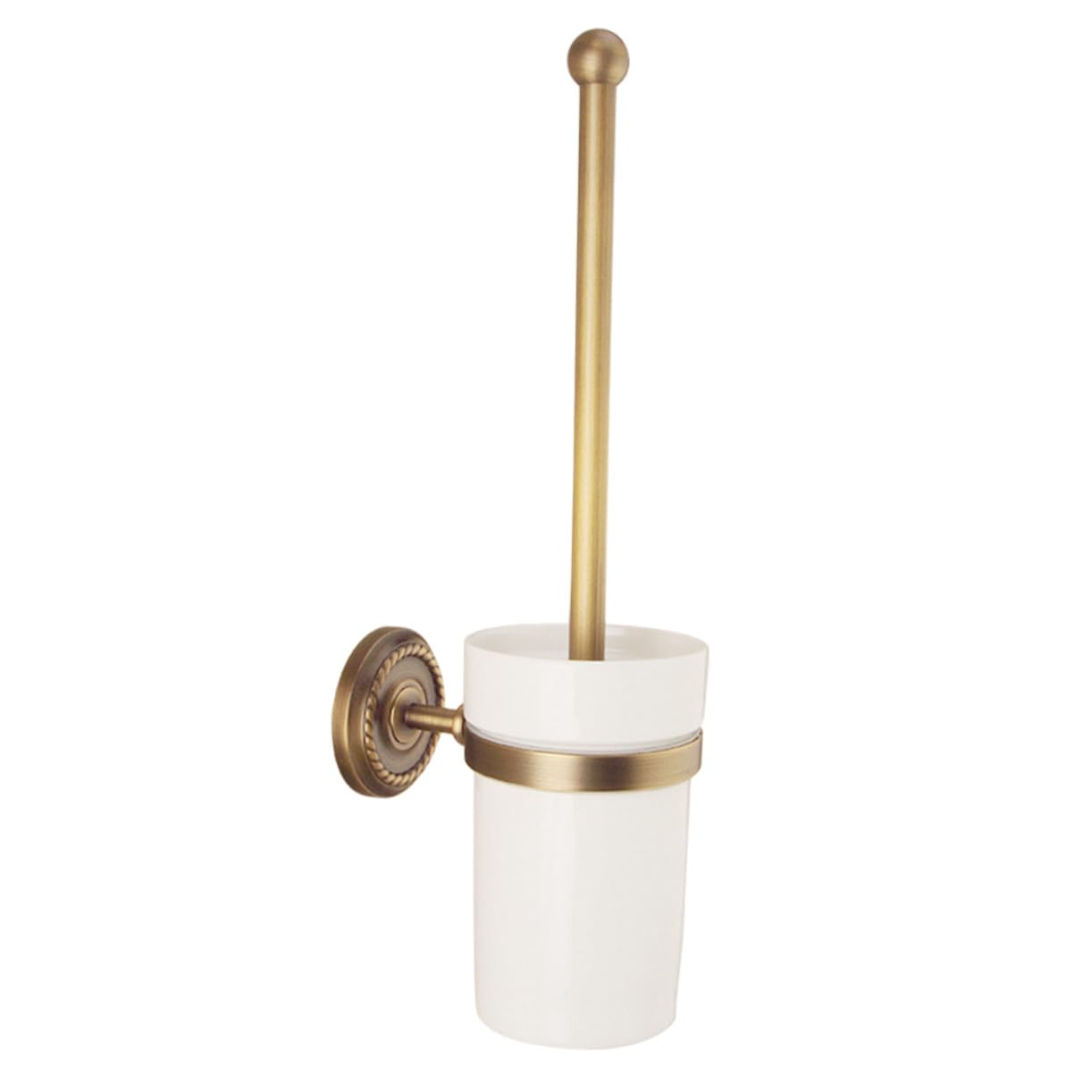Healifty Conjunto de Cepillo y Soporte Vintage de Cobre Antiguo para Baño Cepillo de Cerdas Suaves y Mango para Hogar Hotel y Oficina Montaje Pared para Limpieza