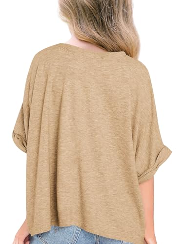 Image of Haloumoning Girls Oversized T-Shirts Short Sleeve Crewneck Summer Casual Loose Tops Tees