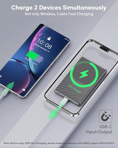 Image of for Magsafe Portable Charger, [0.38 inch Slim] 5000mAh Wireless Magnetic Power Bank with USB C Charging, Travel Essential Magsafe Battery Pack Compatible Charger for iPhone 17 /16 /15 /14 /13 /12