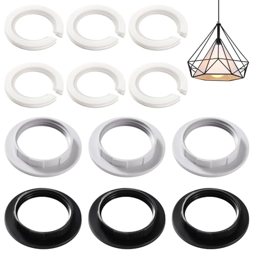 Lyeteung 12 PCS Lampshade Reducer Ring Kit, E27 to E14 Lamp Shade Ring Converter, E27 Screw Lampshade Collar Ring Adapter