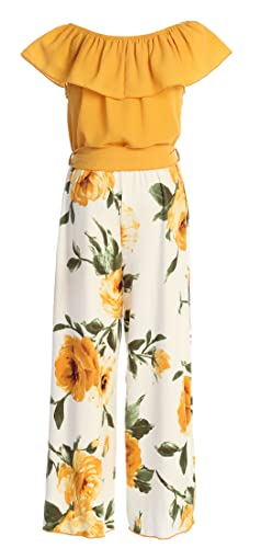 Image of iGirlDress Girls Wide Leg Off Shoulder Elegant High Waist Rompers Palazzo Pants Trousers Jumpsuits USA 4-14