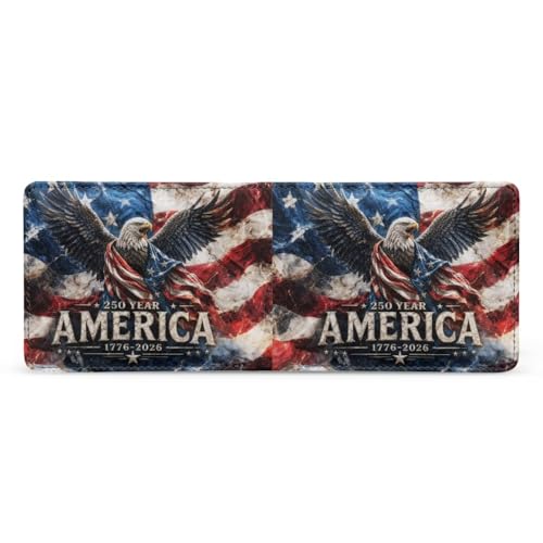 Image of Coldinair 250 USA Anniversary Eagle Kids Wallet,Little Boys Wallet for Kids,Leather Bifold Wallet Credit Card Cash Id Holder Slim Rfid Blocking Coin Purse