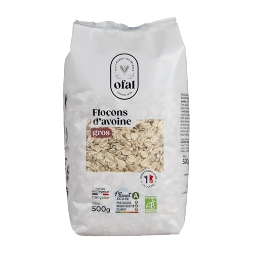 Gros flocons d'avoine bio OFAL sachet 500g lot de 4 pour petit déjeuner