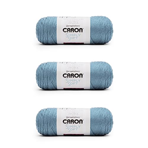 Image of Caron Simply Soft Light Country Blue Yarn - 3 Pack of 170g /6oz - Acrylic - 4 Medium (Worsted) - 315 Yards - Knitting /Crochet