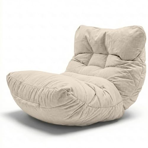 Aiire Puff Salón XXL de Diseño - Sillón Puf con Relleno Incluido para Adulto - Bean Bag Chair Premium para Dormitorio - Funda Desenfundable y Lavable Beige