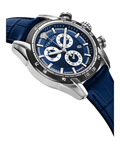 Versace V-Ray Collection Luxury Mens Watch Timepieces with a Blue Strap and Dial Featuring a Stainless Steel Case3