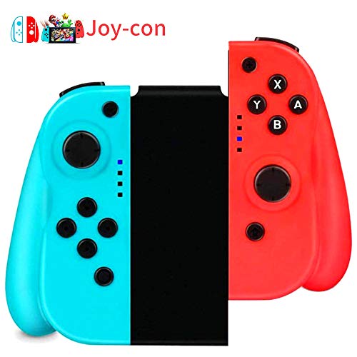 IVSO Wireless Controller für Nintendo Switch, 2er-Set Links Rechts Bluetooth Kabelloser Pro Gamepad Joypad Joystick Kompatibel mit Joy Con Switch Console als Ersatz- Rot (R) & Blau (L)