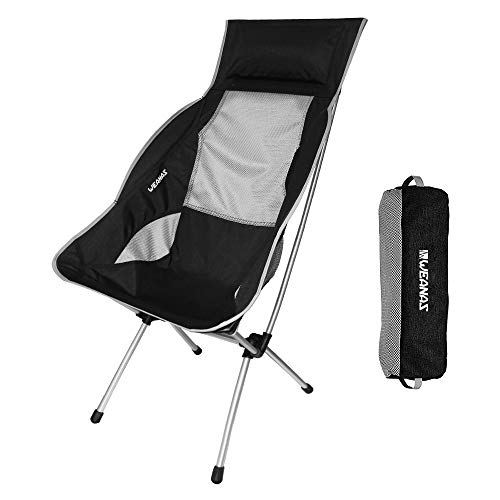 Weanas Camping Folding Chair, Portable Lightweight Camping Chair with Headrest for Backpacking, Fishing
