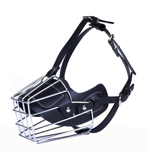 Amazon | ペット用 口輪 プロ・高級レザーと鉄のマスクの組合 噛みつき