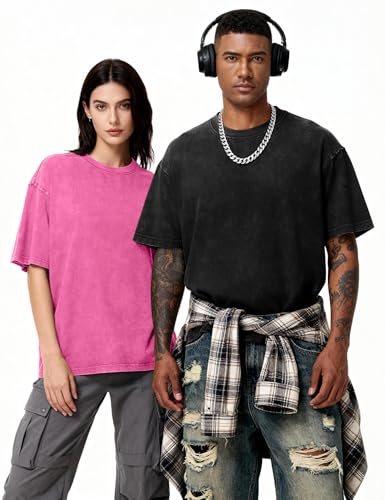 Image of Eiscntd Mens Oversized T-Shirts Heavyweight Cotton Vintage Unisex Baggy Tee